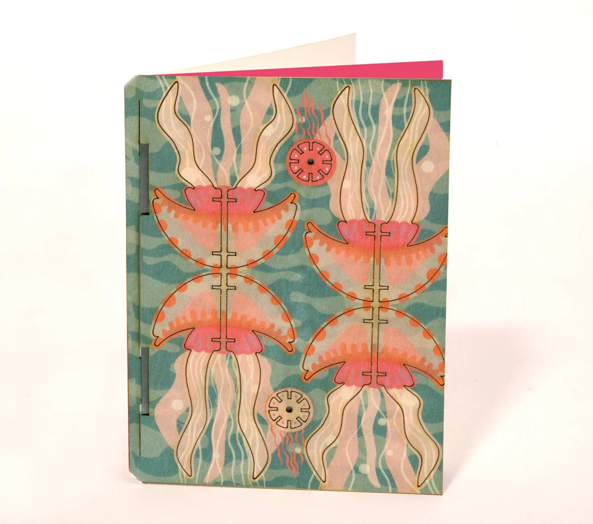 Carte postale méduse rouge 3D à monter