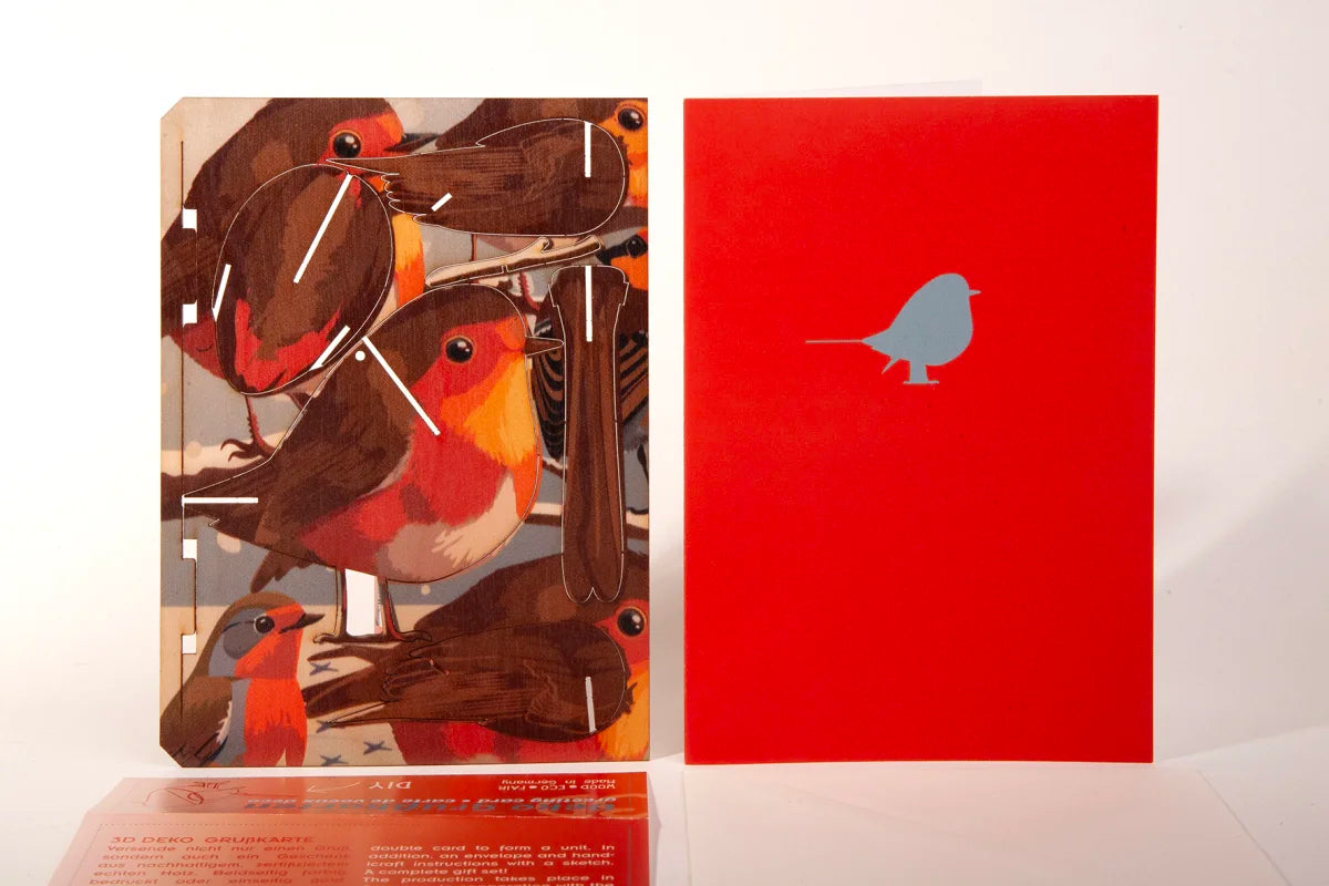 Carte postale rouge-gorge 3D à monter