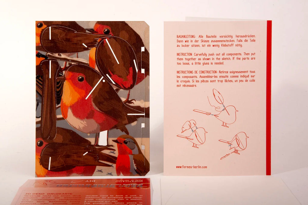 Carte postale 3D à monter - Rouge-gorge